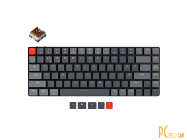 клавиатура игровая Keychron K3 RGB  V2, механическая, 75%, 84 клавиши, USB/Bluetooth, RGB подстветка, Keychron Low Profile Optical Brown switch, цвет серый/черный, Wireless K3-E3-RU