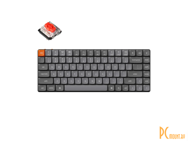 клавиатура игровая Keychron K3 Max  RGB (Gateron Low Profile Red 2.0, ход линейный/тихие/низкопрофильный, пластик с металлической рамкой, интерфейс подключения - USB-A/радио/Bluetooth, цвет серый) K3M-B1-RU