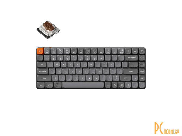 клавиатура игровая Keychron K3 Max  White LED (Gateron Low Profile Brown 2.0, ход тактильный/тихие/низкопрофильный, пластик с металлической рамкой, интерфейс подключения - USB-A/радио/Bluetooth, цвет серый) K3M-A3-RU