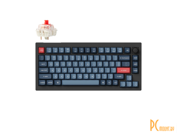 клавиатура игровая Keychron V1 Max RGB  (Gateron Jupiter Red, USB-A/радио/Bluetooth/USB-C/радио (USB-C), цвет черный/синий) V1M-D1-RU