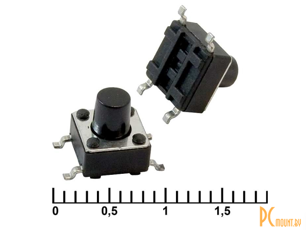 Тактовые кнопки: тактовая кнопка RUICHI IT-1102WB, 6x6x7 мм, OFF-(ON), 50 мА, 12 В, 100 мОм; IT-1102WB (6x6x7) 83350