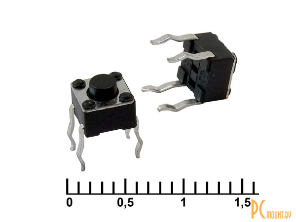Тактовые кнопки: тактовая кнопка RUICHI IT-1109, 4.5x4.5x3.8 мм, OFF-(ON), 50 мА, 12 В, 50 мОм; IT-1109 (4.5x4.5x3.8) 83357