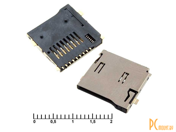 Держатели SIM и карт памяти: держатель карты памяти RUICHI micro-SD SMD 9pin ejector, 9 контактов; micro-SD SMD 9pin ejector 88992