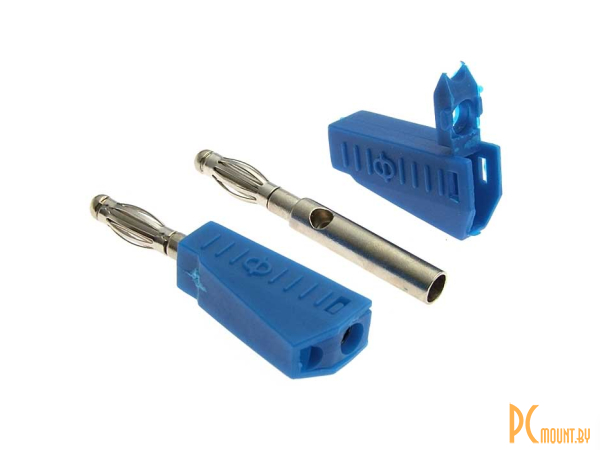Штекеры _ гнезда _ клеммы: штекер RUICHI Z040 4 мм составной штекер, синий, под пайку; Z040 4mm Stackable Plug BLUE 106892