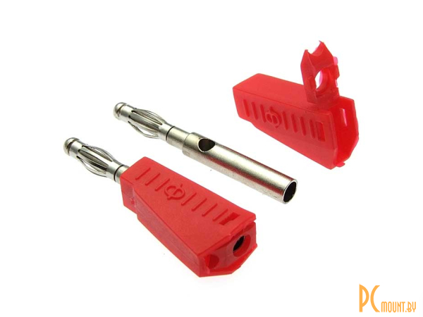 Штекеры _ гнезда _ клеммы: штекер RUICHI Z040 4 мм составной штекер, красный, под пайку; Z040 4mm Stackable Plug RED 106816