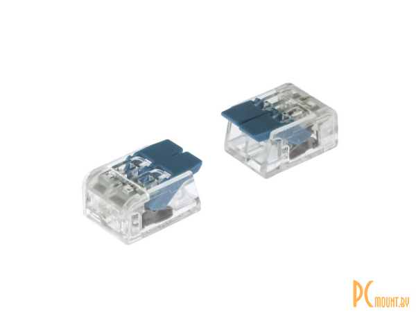 Клеммники аналог WAGO: клемма зажимная соединительная безвинтовая RUICHI PCT-412 на 2 провода, 0,5-2,5 мм2, маркировка синяя, аналог WAGO; PCT-412 blue 108468