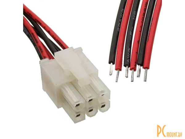 Межплатные кабели питания: межплатный кабель питания (вилка) типа Mini-Fit RUICHI 2x3, AWG20, 0,3 м; MF-2x3F wire 0,3m AWG20 87191