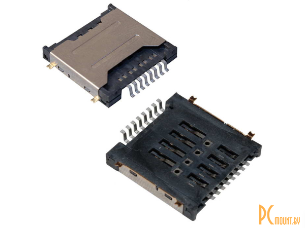 Держатели SIM и карт памяти: двойной держатель mini SD карты RUICHI 8 pin, 3.3 H; mini SIMx2 8pin 3.3H 112792