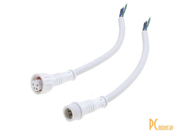 Герметичные разъемы: разъемы герметичные кабельные (штекер-гнездо) RUICHI BLHK12-4PW, 4 контакта, IP67, 5 А, 250 В, белые; BLHK12-4PW 113781