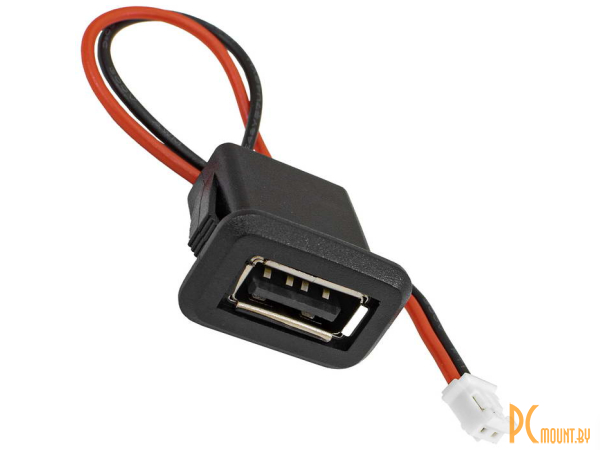 разъём USB-2Pin-PH2.0 RUICHI, длина кабеля 110 мм, 2 контакта, 1.5 А, 30 В, корпус пластиковый черный; USB-2Pin-PH2.0 121173