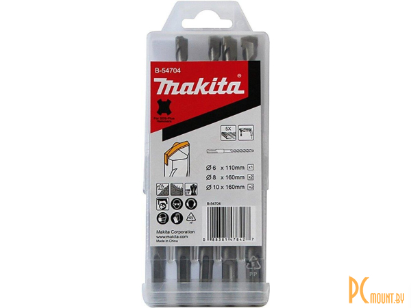 набор буров и зубил Makita SDS-Plus Standart 6-110/8-160/10-160мм B-54704