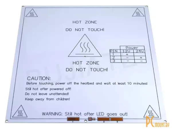 Нагревательный стол MK2b  12В / 24В, 214x214x1.5мм, стеклотекстолит