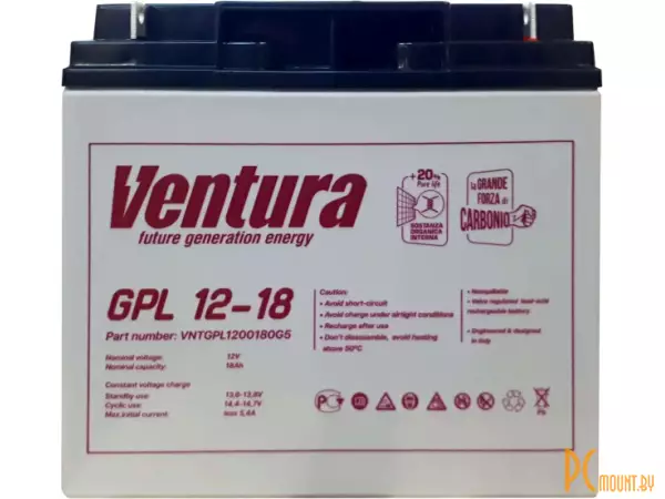 Источник бесперебойного питания аккумулятор Ventura GP 12-18/AGM, 181x77x168, срок службы 8 лет