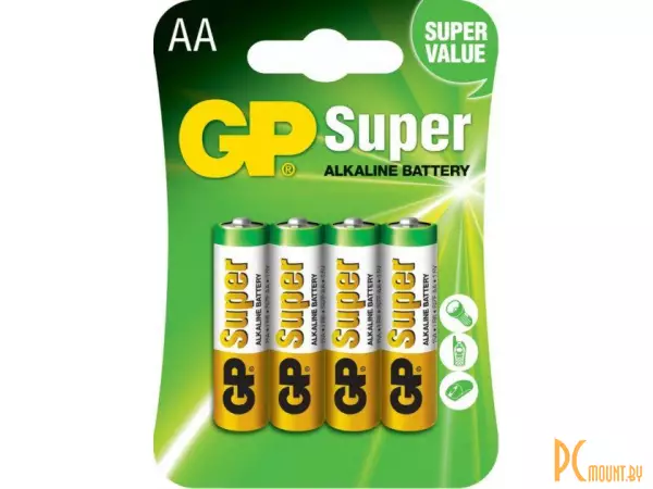 Батарейки LR6 GP Super Alkaline AA 4 шт. GP15A-2UE4