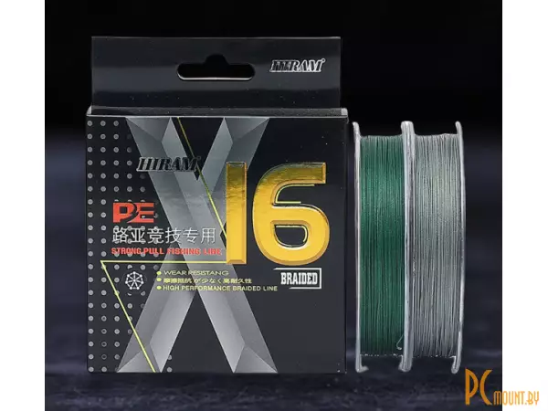 Шнур плетеный #1.0 HIRAM PEx16  0.16mm 100m темно зеленый