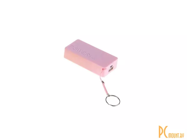 Батарейный отсек для 2x18650, пластик, розовый, для использования как powerbank, micro-USB вход, USB выход