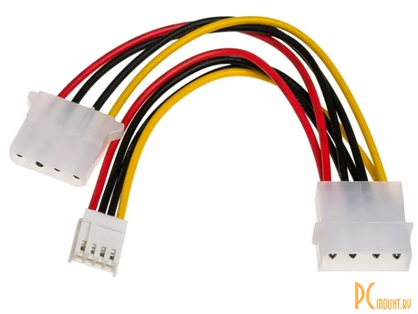 Разветвитель питания 4pin Molex (папа) на 1x 4pin Molex (мама) +1x 4pin Floppy, длина 0,25м