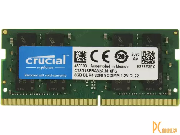 память soDDR4 8Gb CT8G4SFRA32A Crucial 3200MHz PC-25600 1.2V CT8G4SFRA32A