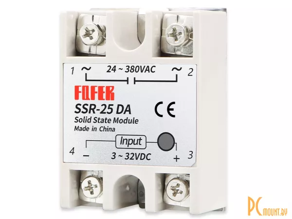 SSR-25DA FQFER реле твердотельное однофазное. Номинальный ток нагрузки 25 А