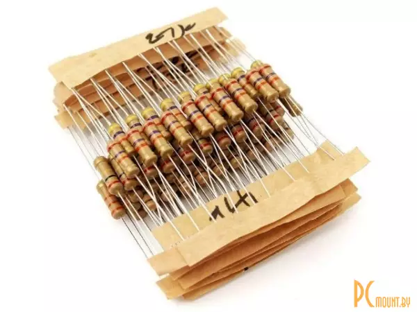 Резистор, Resistor carbon film DIP 1W 300 pieces of 30 resistance values 0.1 Ohm -750 Ohm 5%