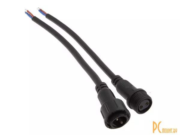 2pin BP L=40 D=21.5mm 2*0.75mm2 Разъем цилиндрический герметичный, черный