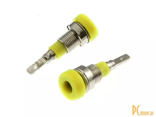 Z007 2mm panel jack YELLOW,  Разъем приборный, гнездо на панель под пайку, желтый