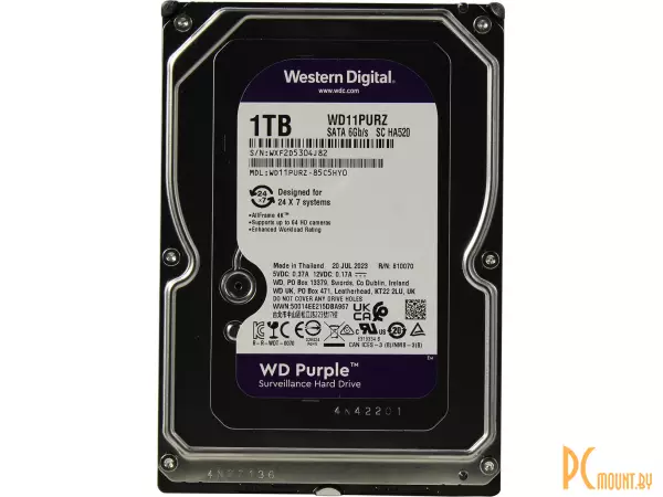 HDD  SATA-III 1Tb Purple (WD11PURZ) 5400RPM 64Mb 6Gb/s WD