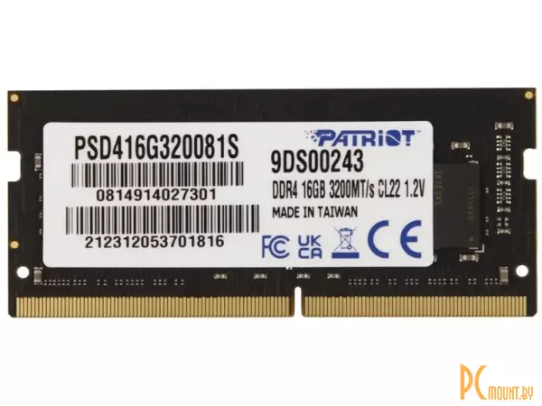 SO-DIMM DDR4 16Gb PC-25600 3200MHz Patriot (PSD416G320081S)