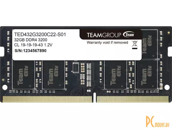 SO-DIMM DDR4 32Gb PC-25600 3200MHz Team Elite (TED432G3200C22-S01) CL22; 1.2 В