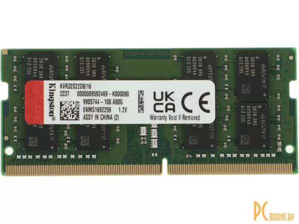 Память для ноутбука SODDR4, 32GB, PC25600 (3200MHz), Kingston KVR32S22D8/32