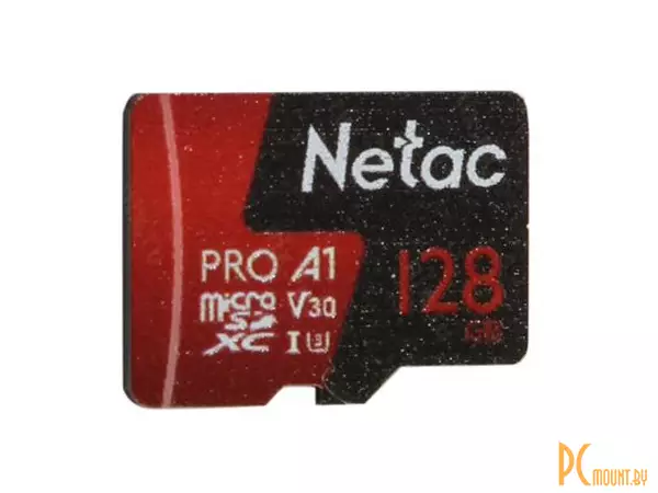 Карта памяти MicroSDXC, 128GB, Сlass 10, UHS-I, U3, Netac NT02P500PRO-128G-R