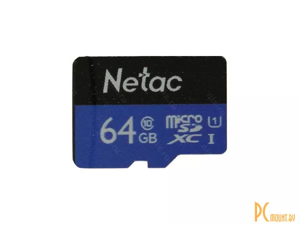 Карта памяти MicroSDXC, 64GB, Сlass 10, UHS-I, U1, Netac NT02P500STN-064G-R