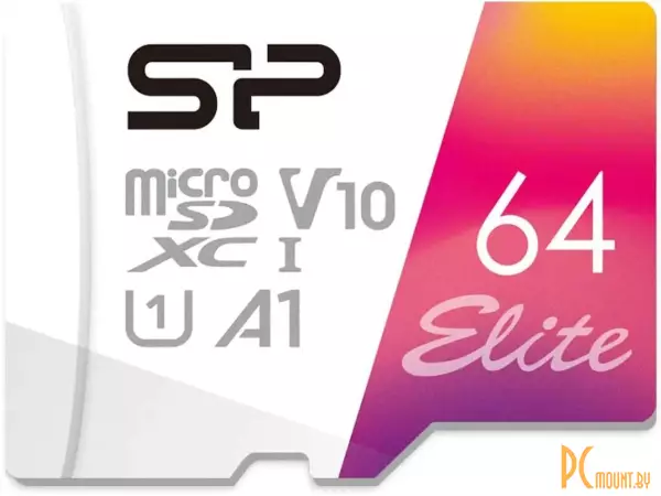 Карта памяти MicroSDXC, 64GB, Сlass 10, UHS-I, Silicon Power SP064GBSTXBV1V20SP
