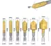 Набор зенковок по дереву 82°, 6шт, 6мм, 8мм, 9мм, 12мм, 16мм, 19мм, шестигранный хвостовик 6.35мм, сталь 45, покрытие нитрид титана TiN